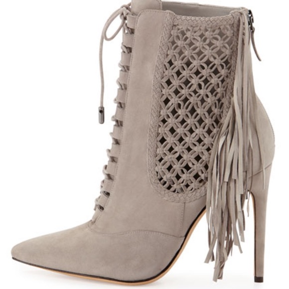 Alexandre Birman Suede Fringe Ankle Booties Sz.37 - Picture 1 of 11